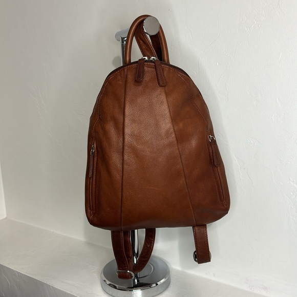 Osgoode Marley Teardrop Multi Zip Brandy Leather Backpack - Picture 3 of 14